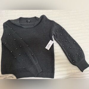 a.n.a. Women's Gray Sweater with Pearl Accents